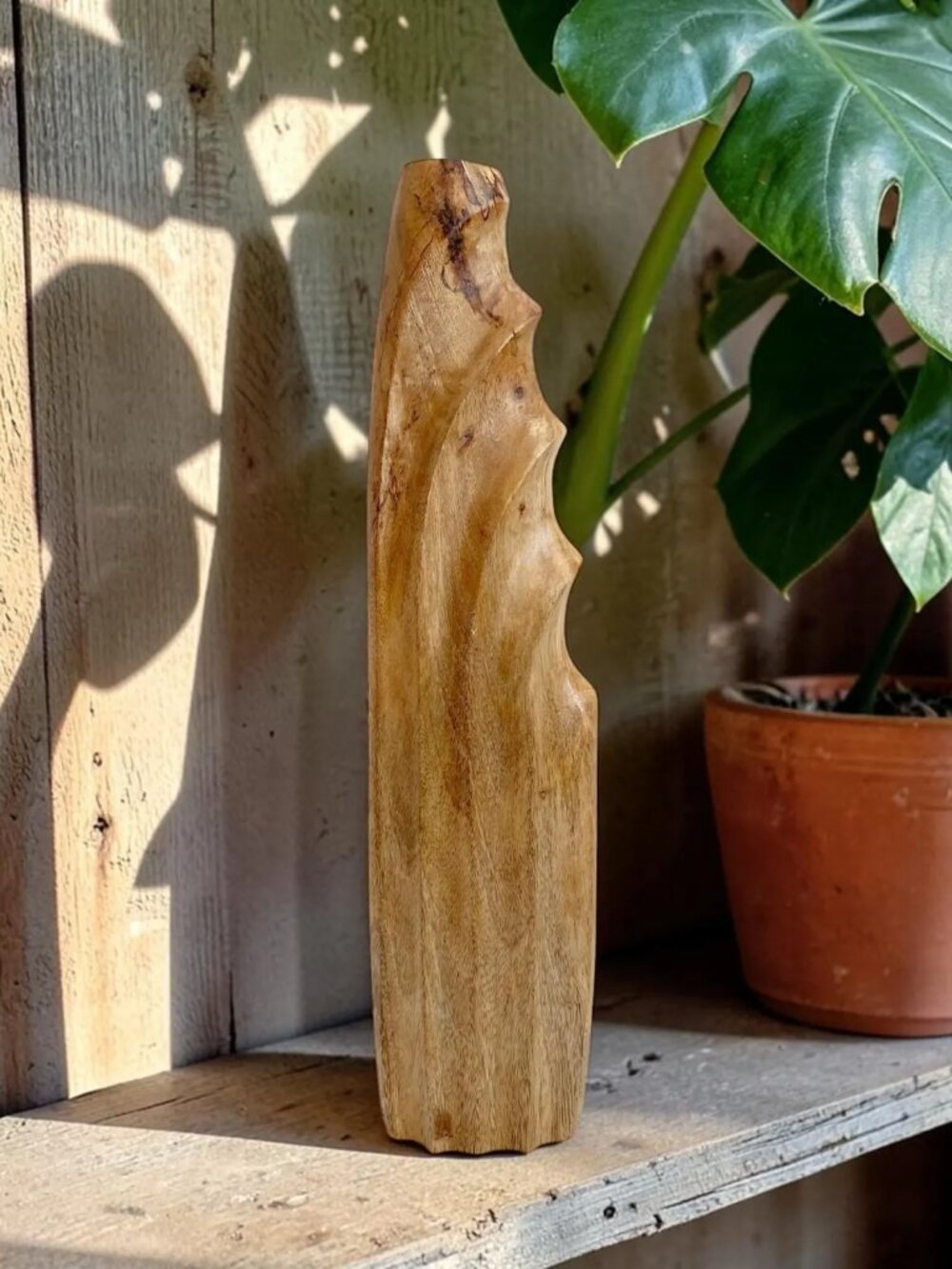 Decorative Wood Sculpture: Intricate Carved Display Piece | Artisan Made Solid